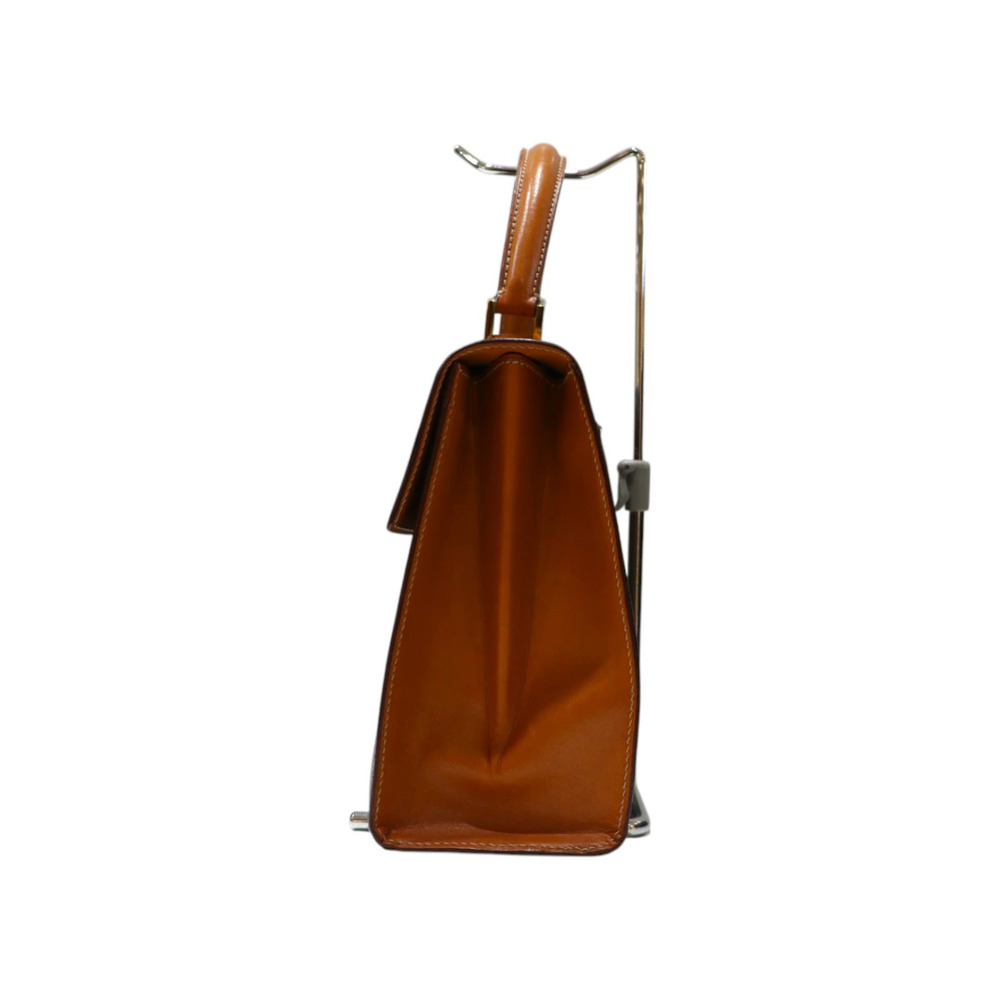 CELINE Macadam Turnlock Handbag Tote Bag Brown Leather - Picture 2 of 9